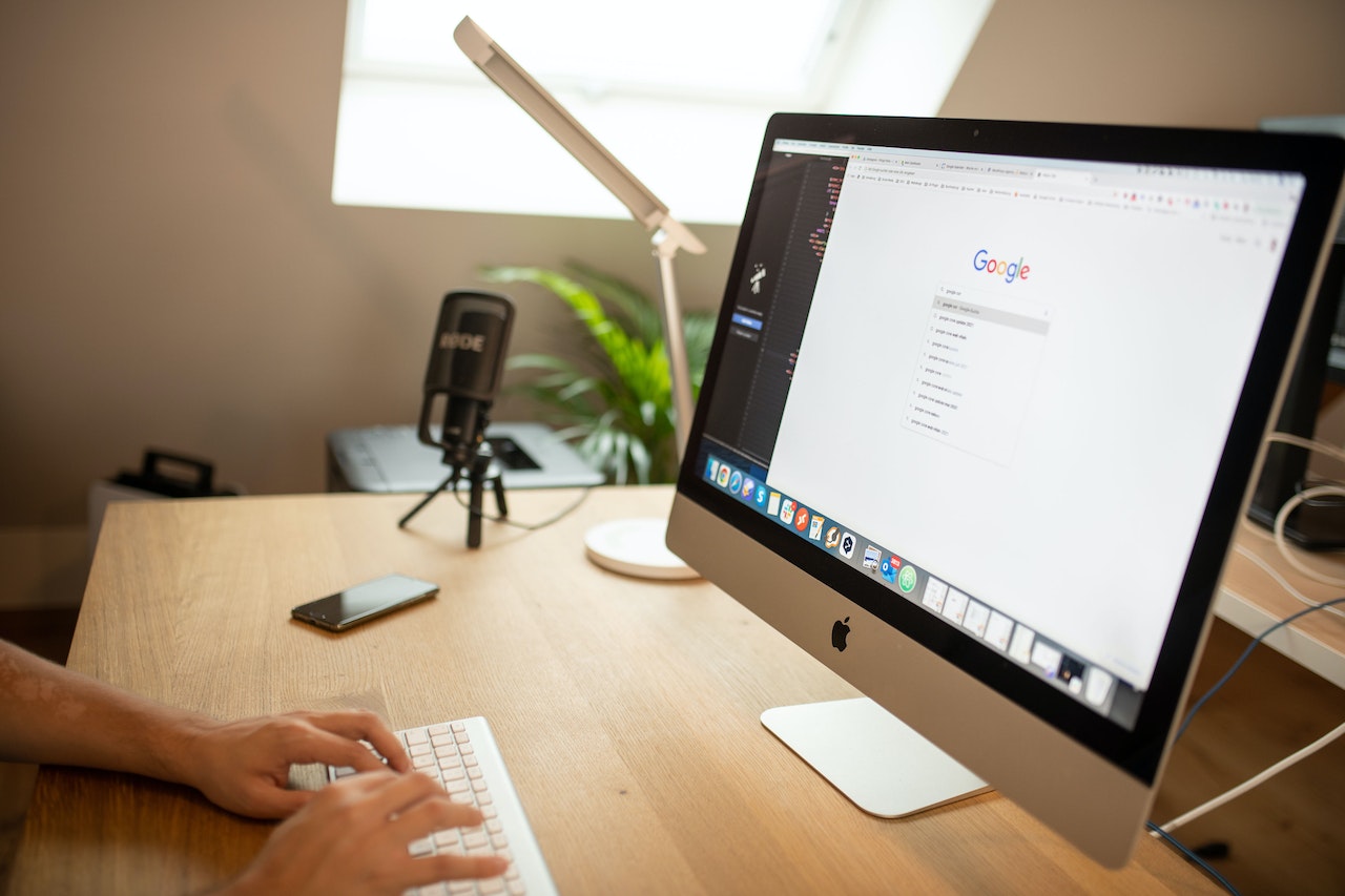 Google search open on desktop computer