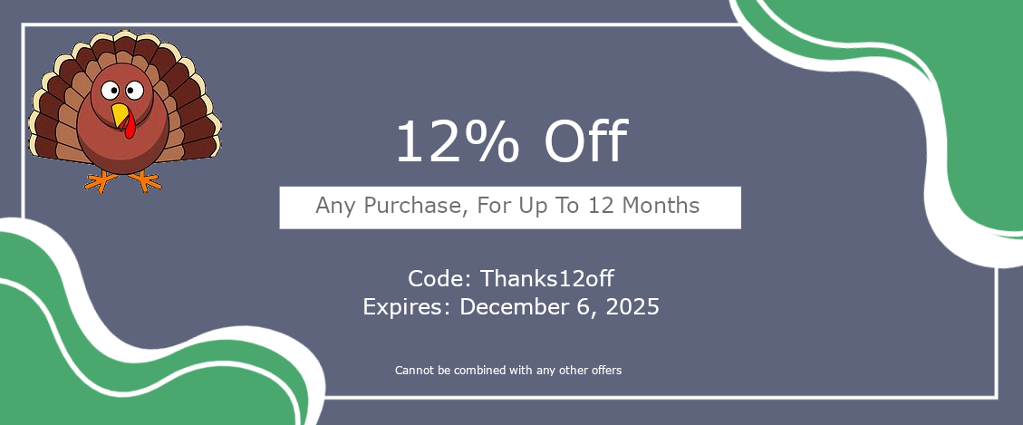 12% off any purchase for up to 12 months. 