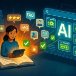 Business owner looking at a guide to winning AI search