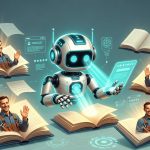 AI robot reading books where the business owner has managed to appear repeatedly, ensuring the AI will see him