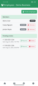 ReviewTrax screenshot showing the employee management page