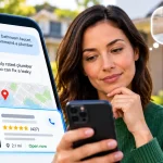 Woman chatting with Google's AI about a leaking faucet, asking for a recommendation